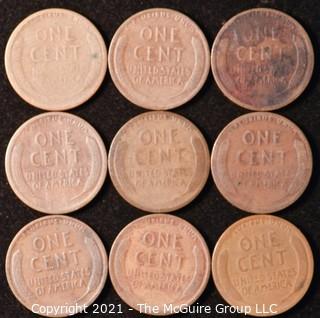 Numismatic: U.S. Coins: (9) Wheat Cents