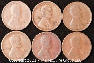 Numismatic: U.S. Coins: (6) Lincoln Wheat Cents 