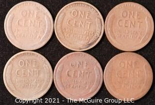 Numismatic: U.S. Coins: (6) Lincoln Wheat Cents 