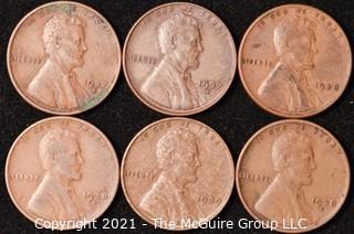 Numismatic: U.S. Coins: (6) Lincoln Wheat Cents 