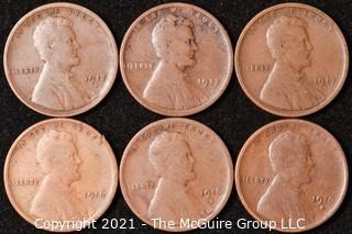 Numismatic: U.S. Coins: (6) Lincoln Wheat Cents 