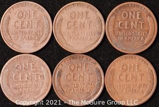 Numismatic: U.S. Coins: (6) Lincoln Wheat Cents 