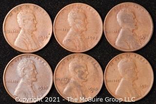 Numismatic: U.S. Coins: (6) Lincoln Wheat Cents 