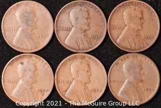 Numismatic: U.S. Coins: (6) Lincoln Wheat Cents 