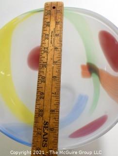 Hand Blown Art Glass Multi Color Bowl Signed by Artist. Measures 7" x 10".