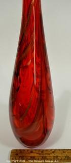 Hand Blown Red Art Glass Vase 