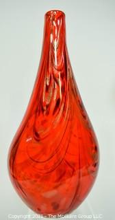 Hand Blown Red Art Glass Vase 