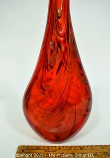 Hand Blown Red Art Glass Vase 