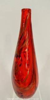 Hand Blown Red Art Glass Vase 