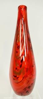 Hand Blown Red Art Glass Vase 