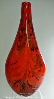 Hand Blown Red Art Glass Vase 