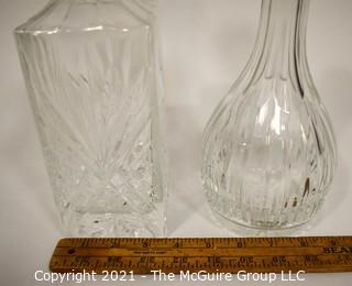 (2) Crystal Decanters with stoppers.  One stopper not shown, but have it to give to winning bidder