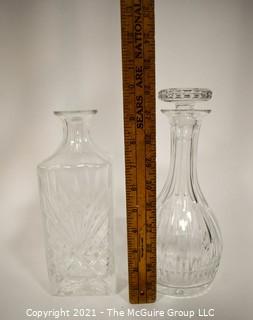 (2) Crystal Decanters with stoppers.  One stopper not shown, but have it to give to winning bidder