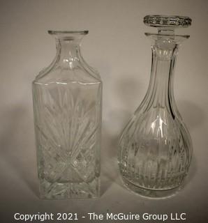 (2) Crystal Decanters with stoppers.  One stopper not shown, but have it to give to winning bidder