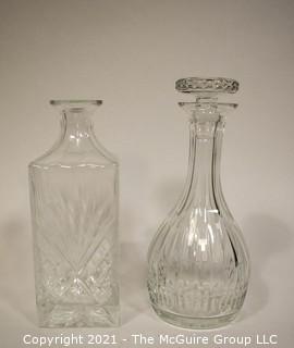 (2) Crystal Decanters with stoppers.  One stopper not shown, but have it to give to winning bidder