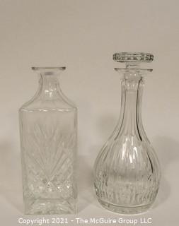 (2) Crystal Decanters with stoppers.  One stopper not shown, but have it to give to winning bidder