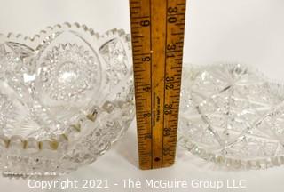 (2) Cut Crystal Relish/Pickle Plates