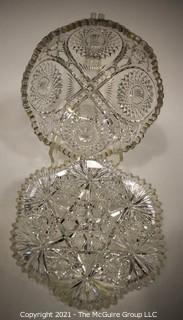 (2) Cut Crystal Relish/Pickle Plates