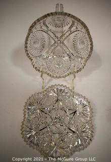 (2) Cut Crystal Relish/Pickle Plates