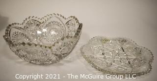 (2) Cut Crystal Relish/Pickle Plates