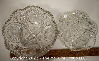 (2) Cut Crystal Relish/Pickle Plates