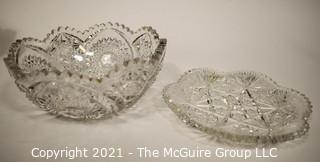 (2) Cut Crystal Relish/Pickle Plates