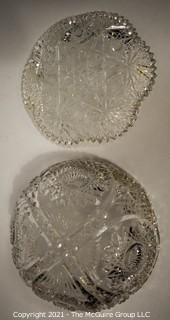 (2) Cut Crystal Relish/Pickle Plates