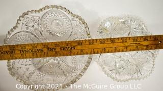 (2) Cut Crystal Relish/Pickle Plates