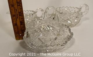 (3) Cut Crystal Pieces: Creamer, Sugar and Plate 