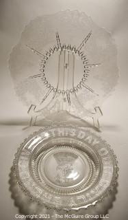 Antique Cut & Etched Crystal Glass Serving Plates