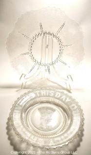 Antique Cut & Etched Crystal Glass Serving Plates