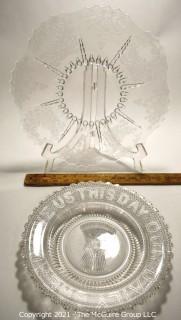 Antique Cut & Etched Crystal Glass Serving Plates