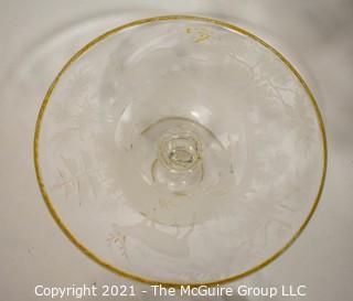 Group of Cut & Etched Crystal Including Pedestal Compotes and Basket Shaped Candy Dish 