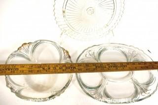 Three (3) Decorative Glass Serving Pieces