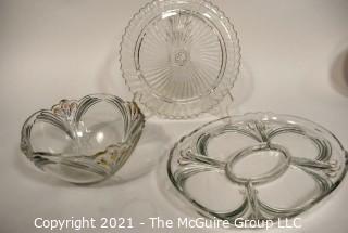 Three (3) Decorative Glass Serving Pieces