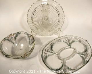 Three (3) Decorative Glass Serving Pieces