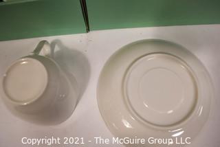 Two (2) Sets of Asian Four White Porcelain Cups and Saucers in Presentation Boxes