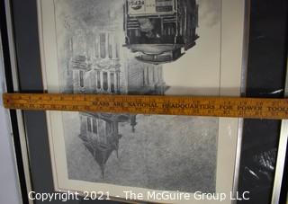 Framed Under Glass Signed & Numbered Lithograph Entitled "Cable Car" by Artist John Kelly. 