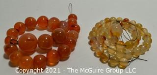 Two (2) Strands of Beads - Carnelian & Agate