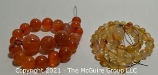 Two (2) Strands of Beads - Carnelian & Agate