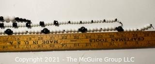 Three (3) Strands of Glass & Plastic Beads in White & Black 