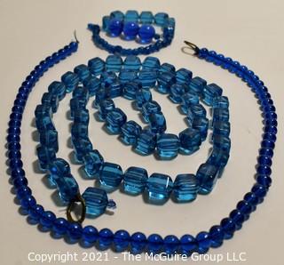 Three (3) Strands of Blue Glass Beads. 