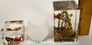 Three (3) Lucite Paperweights  