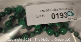 Strand of Green Malachite Beads with Dragon Clasp, Dragon Head is Broken.  Measures 21" long