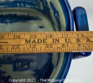 Large Victoria Ware Blue & White Chinoiserie Ironstone Footbath or Jardiniere.  Measures 9" x 11" x 18".