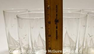 (8) Etched Ship Water Glasses or Tumblers