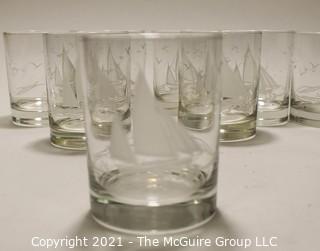 (8) Etched Ship Rock Glasses