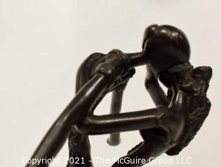 Heavy Cast Bronze Statue of "The Lovers" Signed by Artist.  Measures 15" tall and 7" wide.  