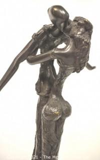 Heavy Cast Bronze Statue of "The Lovers" Signed by Artist.  Measures 15" tall and 7" wide.  