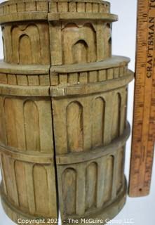 Hand Carved Wooden Tower of Pisa Book Ends. 